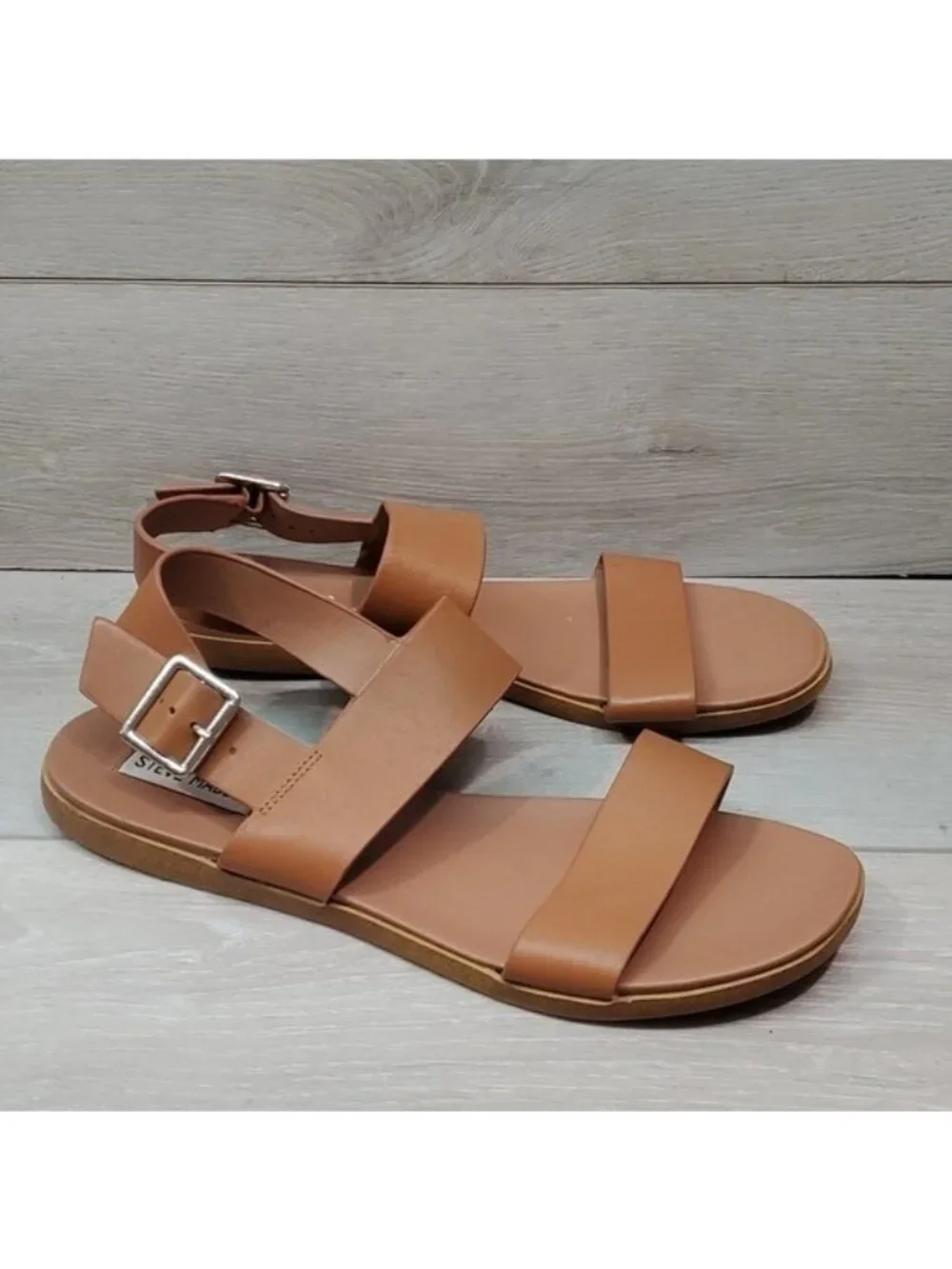 Steve Madden Women Daja Leather Ankle Leather Sandals Flats shoes sz 9.5M